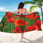 Remembrance Day Poppy Print Beach Sarong Wrap
