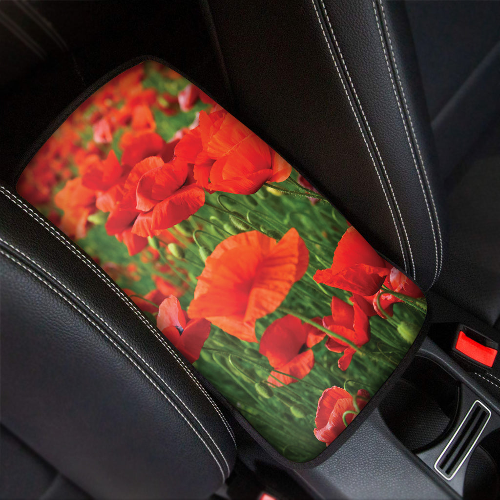 Remembrance Day Poppy Print Car Center Console Cover