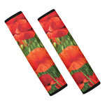 Remembrance Day Poppy Print Car Seat Belt Covers