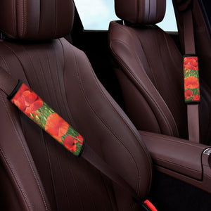 Remembrance Day Poppy Print Car Seat Belt Covers