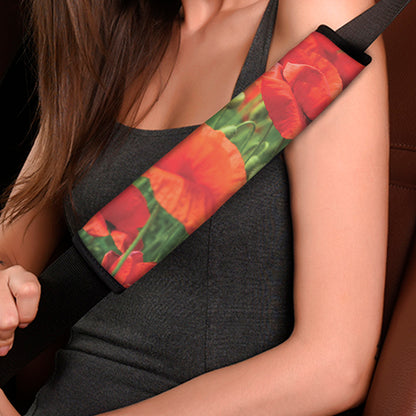 Remembrance Day Poppy Print Car Seat Belt Covers