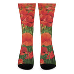 Remembrance Day Poppy Print Crew Socks