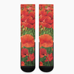 Remembrance Day Poppy Print Crew Socks
