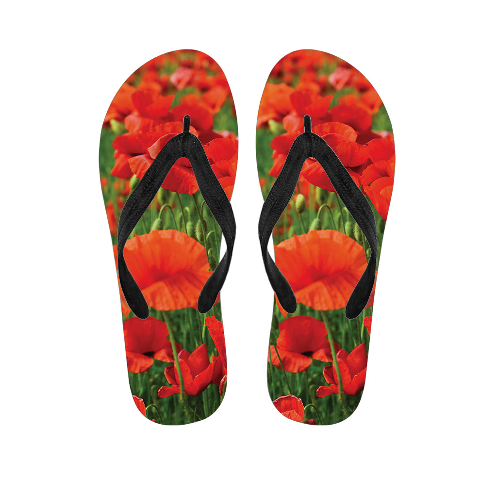 Remembrance Day Poppy Print Flip Flops
