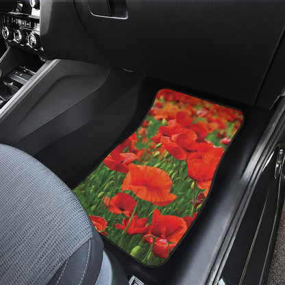 Remembrance Day Poppy Print Front and Back Car Floor Mats