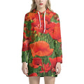 Remembrance Day Poppy Print Pullover Hoodie Dress
