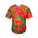 Remembrance Day Poppy Print Men's Baseball Jersey