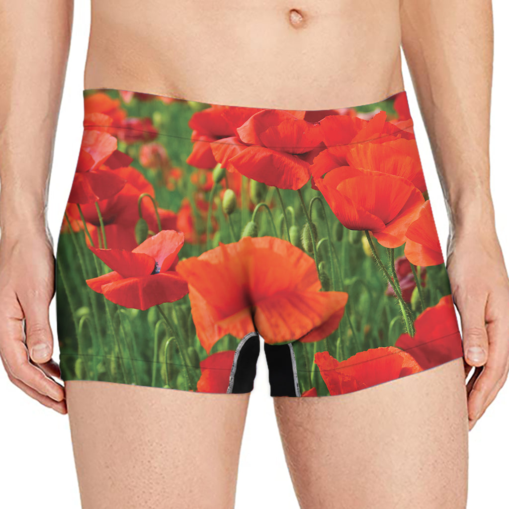 Remembrance Day Poppy Print Men's Boxer Briefs