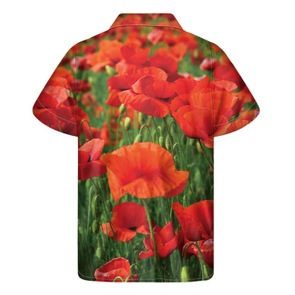 Remembrance Day Poppy Print Men's Short Sleeve Shirt