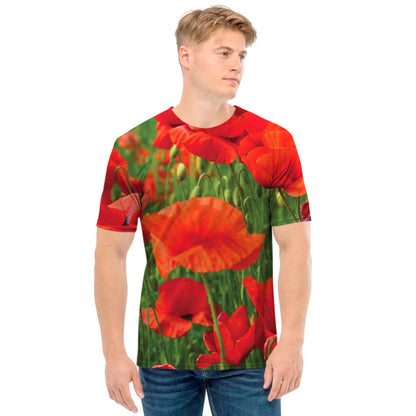 Remembrance Day Poppy Print Men's T-Shirt