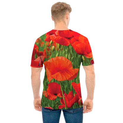 Remembrance Day Poppy Print Men's T-Shirt