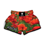 Remembrance Day Poppy Print Muay Thai Boxing Shorts