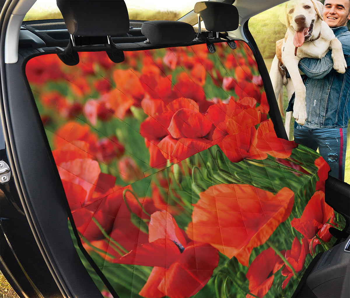 Remembrance Day Poppy Print Pet Car Back Seat Cover
