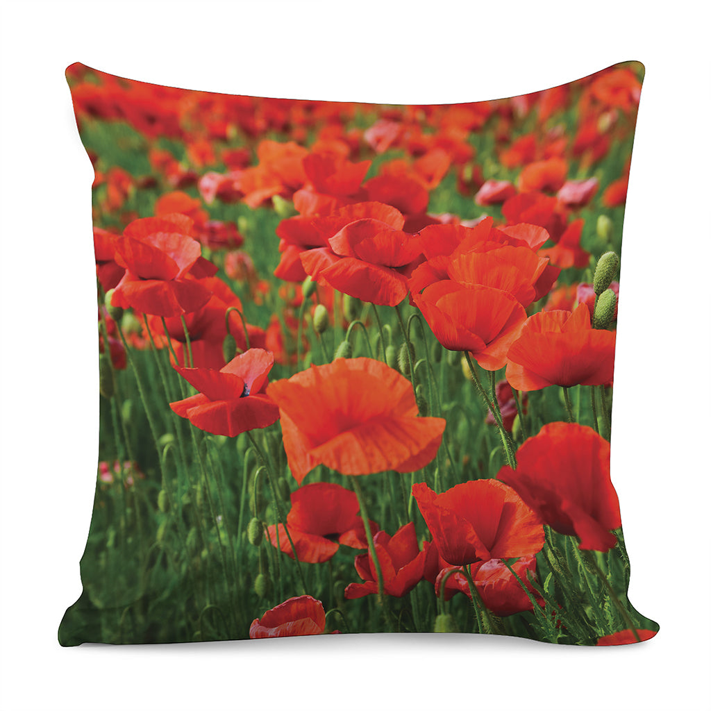 Remembrance Day Poppy Print Pillow Cover