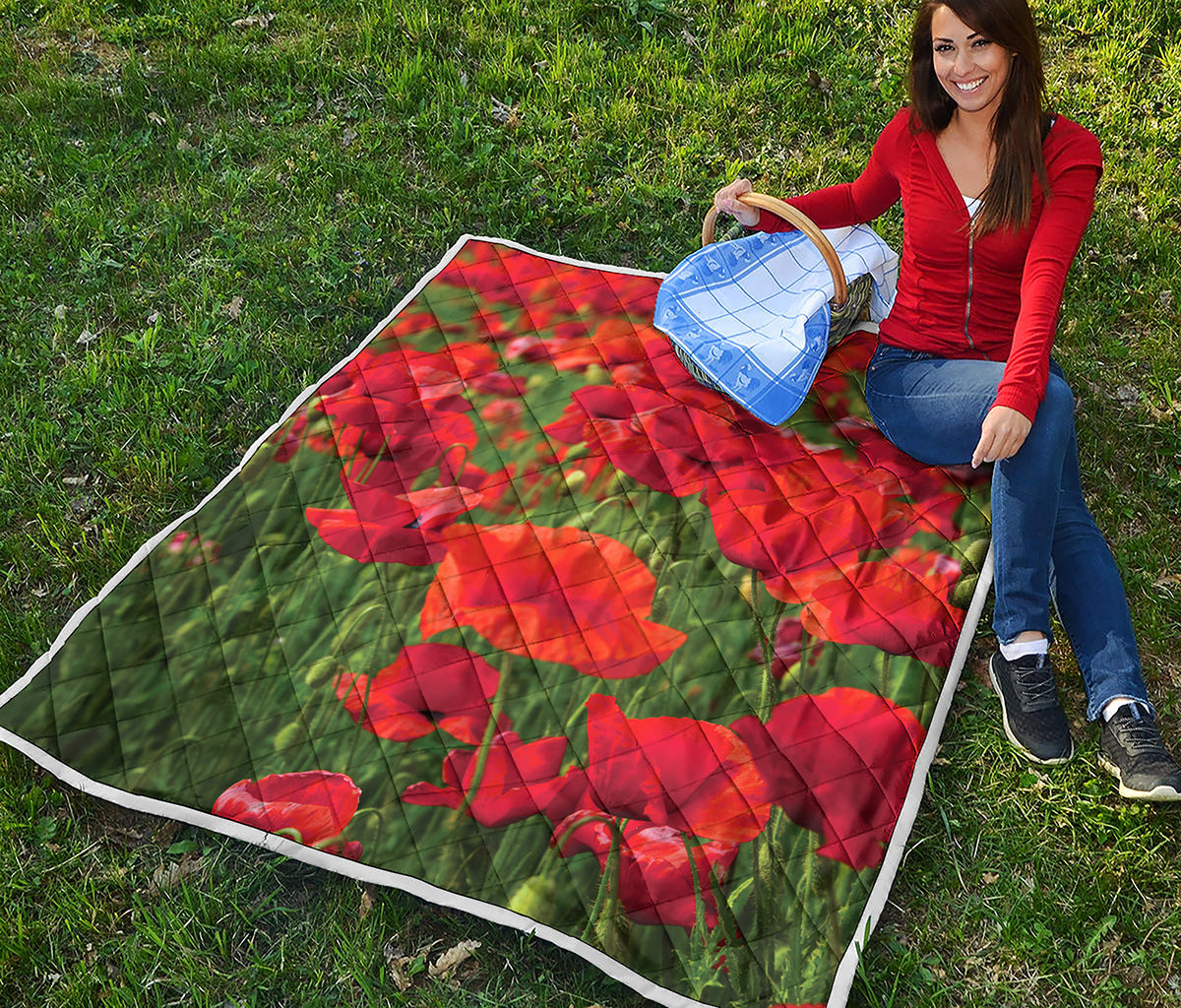 Remembrance Day Poppy Print Quilt