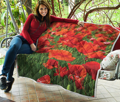 Remembrance Day Poppy Print Quilt