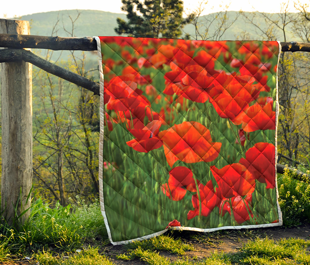 Remembrance Day Poppy Print Quilt