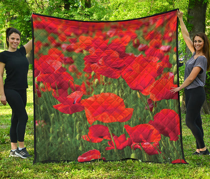 Remembrance Day Poppy Print Quilt