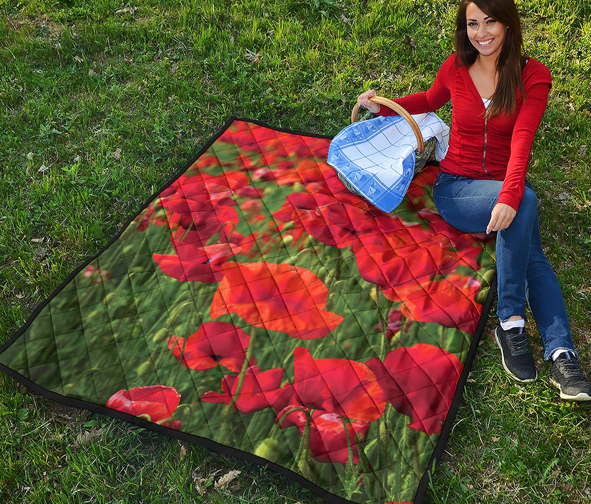 Remembrance Day Poppy Print Quilt