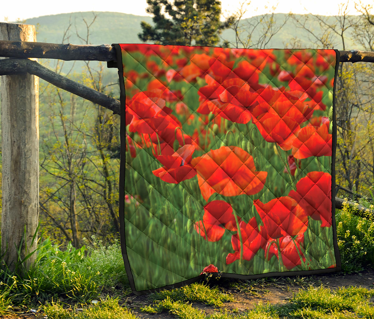 Remembrance Day Poppy Print Quilt