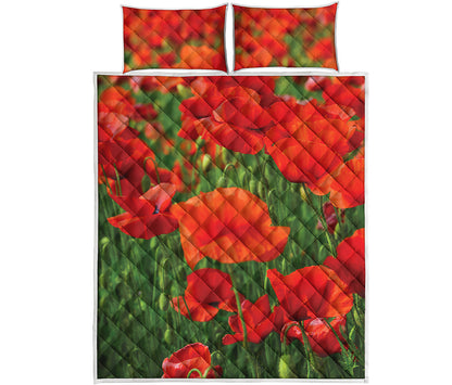 Remembrance Day Poppy Print Quilt Bed Set