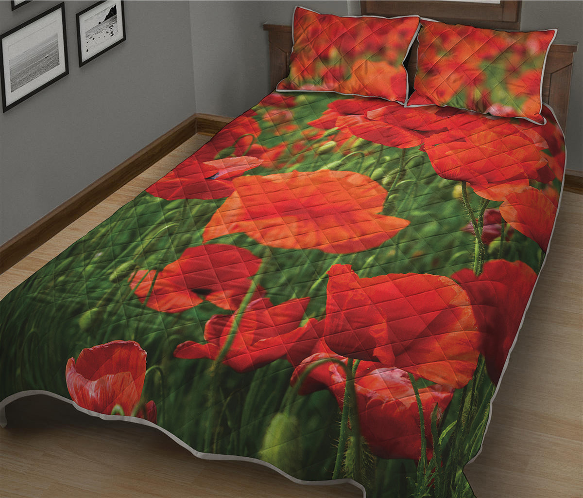 Remembrance Day Poppy Print Quilt Bed Set