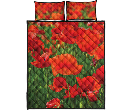 Remembrance Day Poppy Print Quilt Bed Set