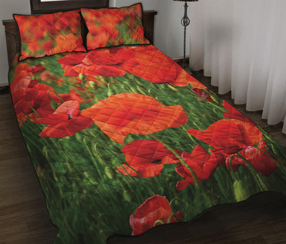 Remembrance Day Poppy Print Quilt Bed Set