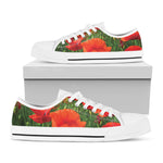 Remembrance Day Poppy Print White Low Top Shoes