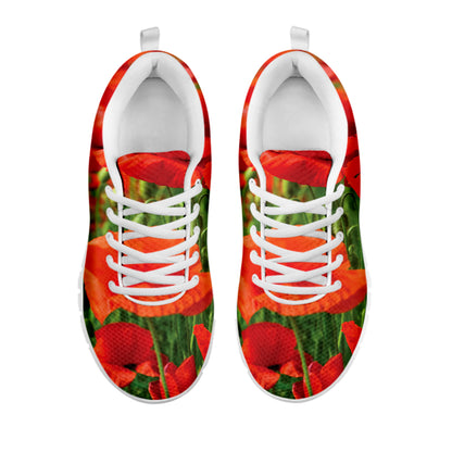 Remembrance Day Poppy Print White Sneakers