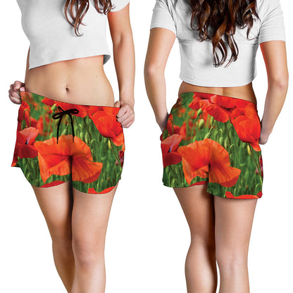 Remembrance Day Poppy Print Women's Shorts