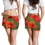 Remembrance Day Poppy Print Women's Shorts