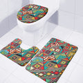Retro African Ethnic Tribal Print 3 Piece Bath Mat Set