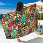 Retro African Ethnic Tribal Print Beach Sarong Wrap