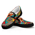 Retro African Ethnic Tribal Print Black Slip On Sneakers