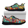 Retro African Ethnic Tribal Print Black Running Shoes