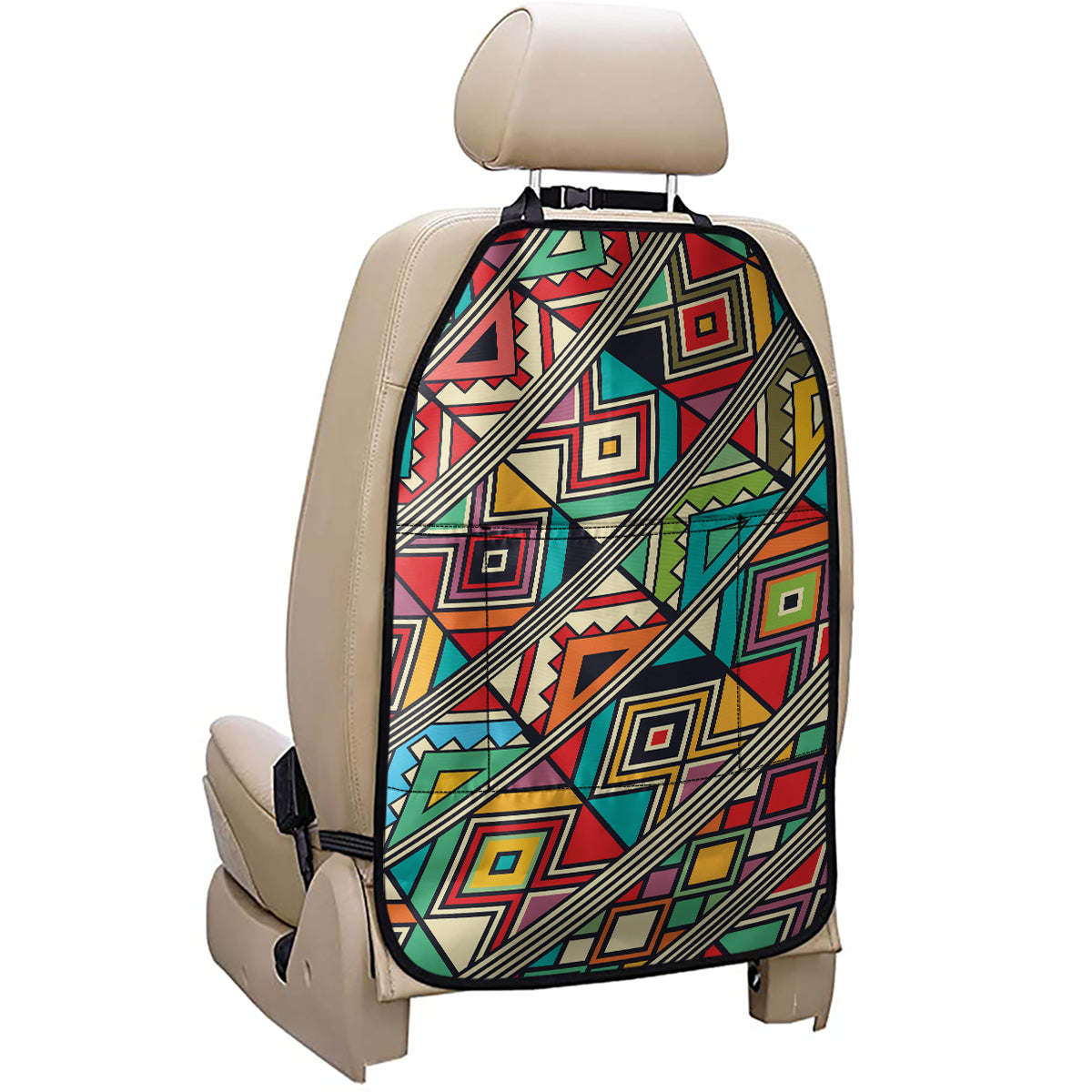 Retro African Ethnic Tribal Print Car Seat Organizers