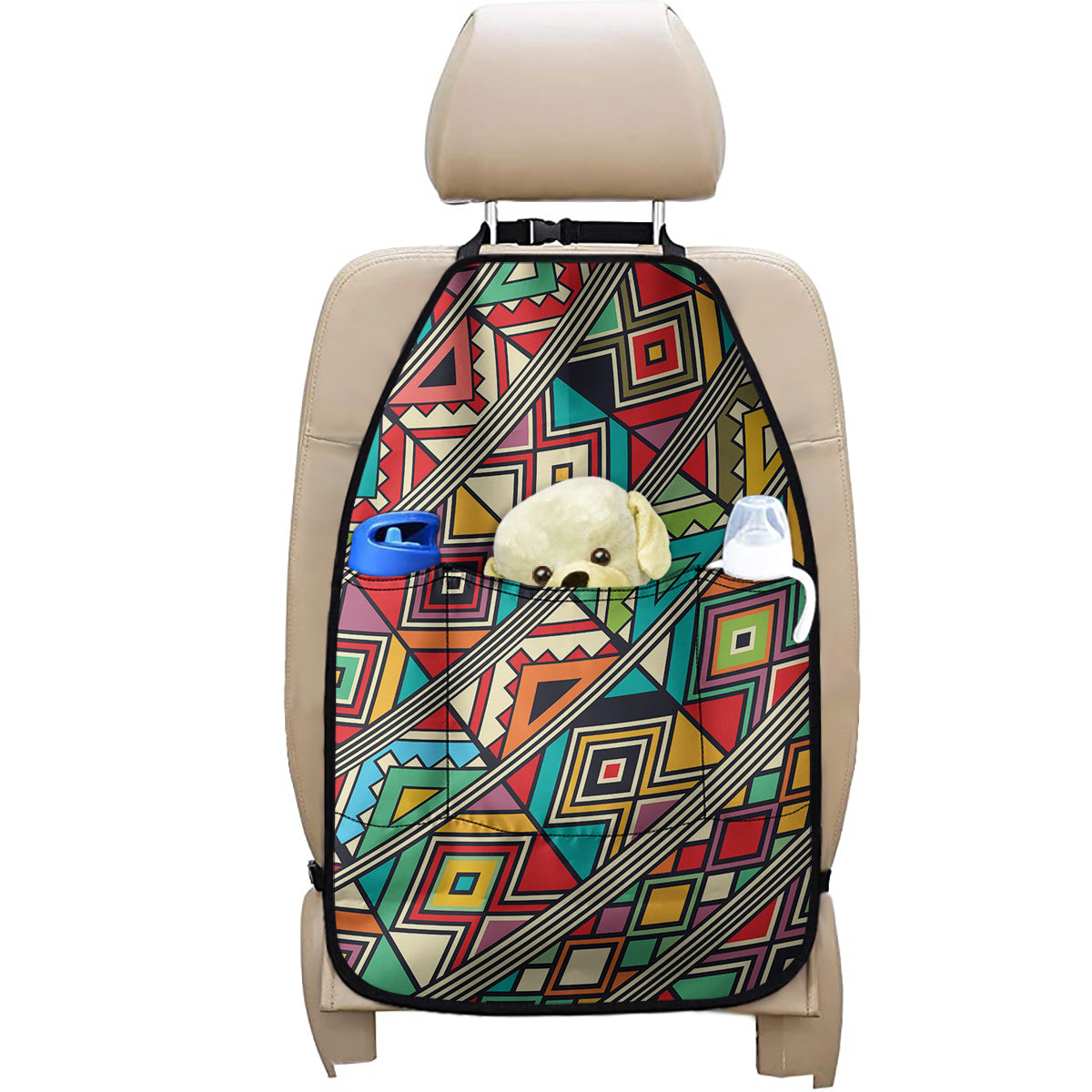Retro African Ethnic Tribal Print Car Seat Organizers
