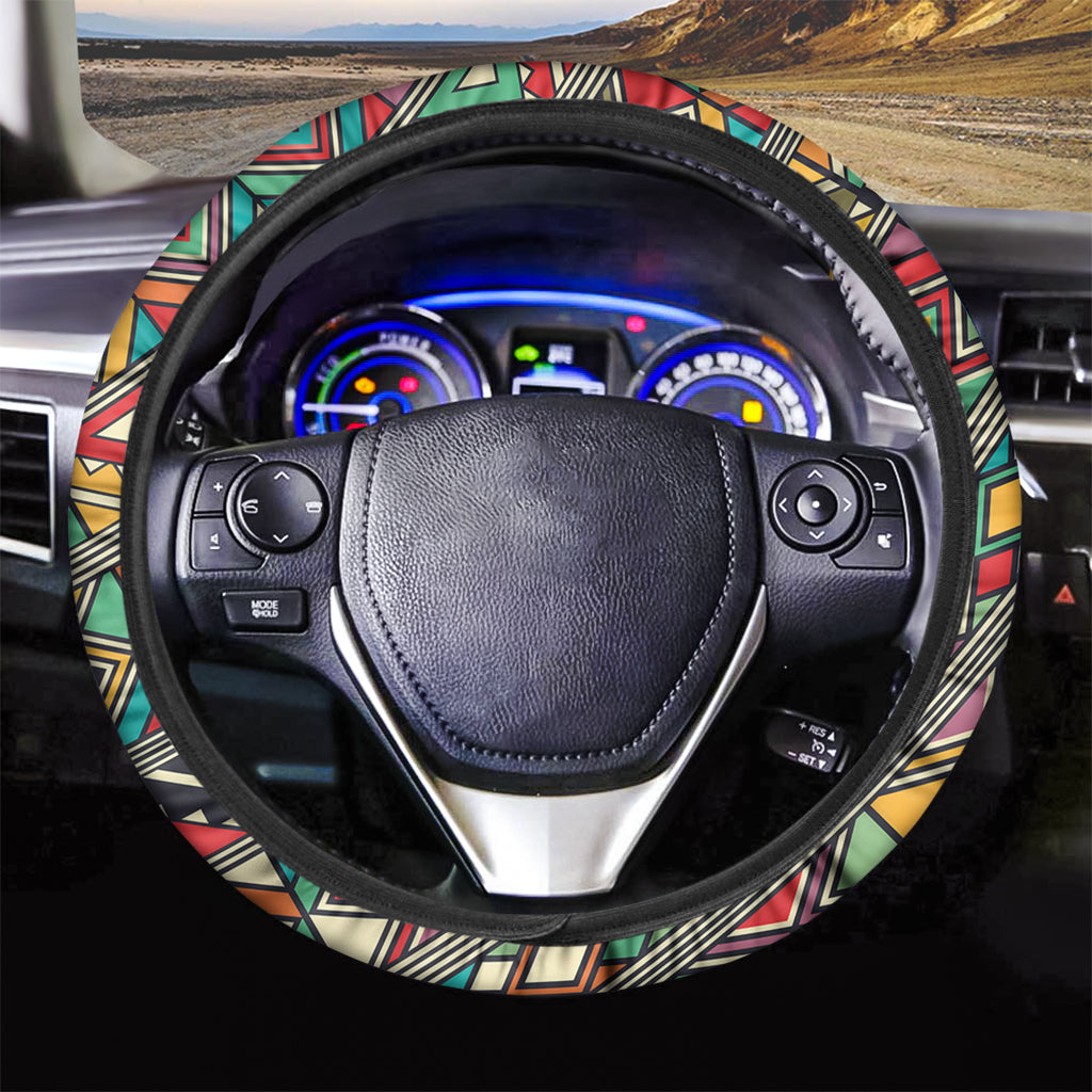 Retro African Ethnic Tribal Print Car Steering Wheel Cover