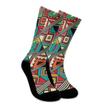 Retro African Ethnic Tribal Print Crew Socks