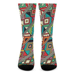 Retro African Ethnic Tribal Print Crew Socks