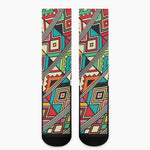 Retro African Ethnic Tribal Print Crew Socks