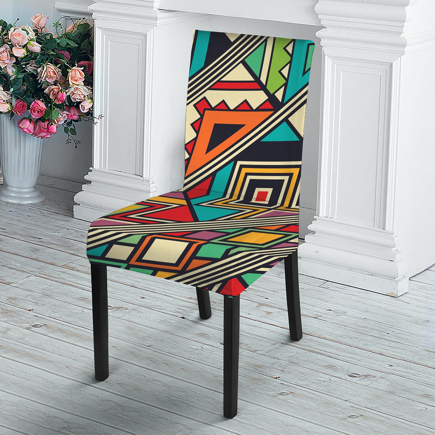 Retro African Ethnic Tribal Print Dining Chair Slipcover