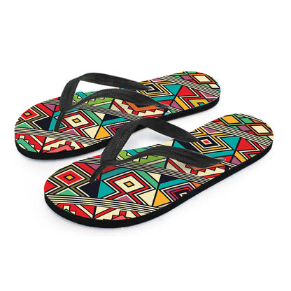 Retro African Ethnic Tribal Print Flip Flops