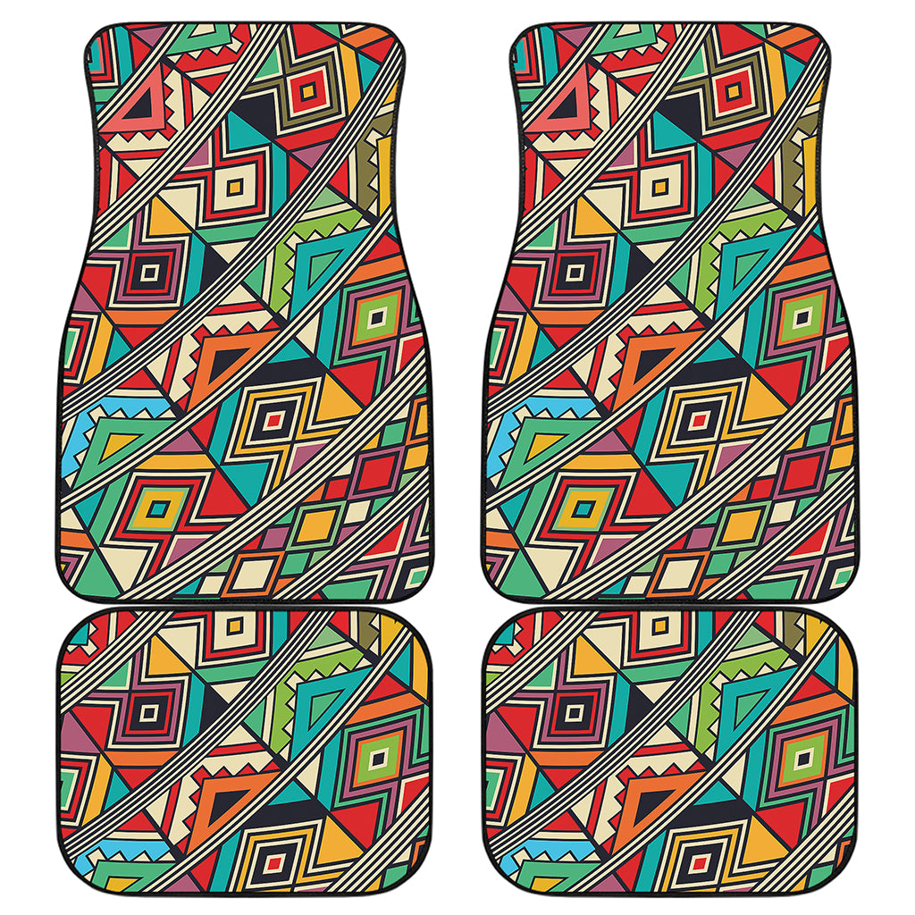 Retro African Ethnic Tribal Print Front and Back Car Floor Mats