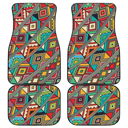 Retro African Ethnic Tribal Print Front and Back Car Floor Mats