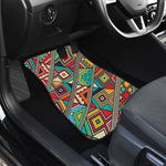 Retro African Ethnic Tribal Print Front and Back Car Floor Mats