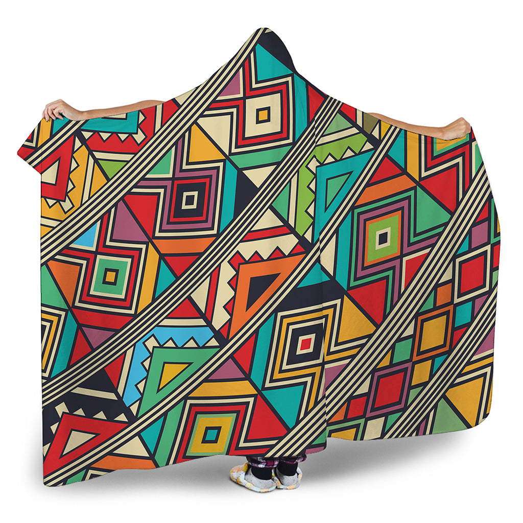 Retro African Ethnic Tribal Print Hooded Blanket