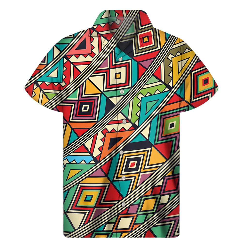 Retro African Ethnic Tribal Print Men's Short Sleeve Shirt