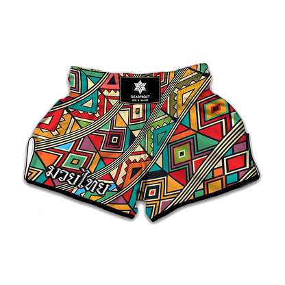 Retro African Ethnic Tribal Print Muay Thai Boxing Shorts